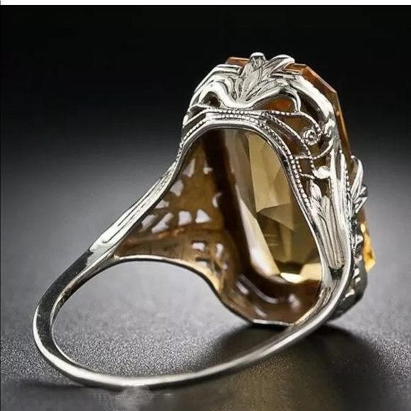 New Vintage 925 Sliver Ring Natural Citrine - Picture 3 of 5
